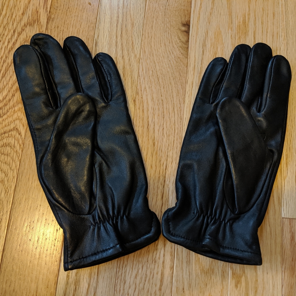 Black genuine leather gloves